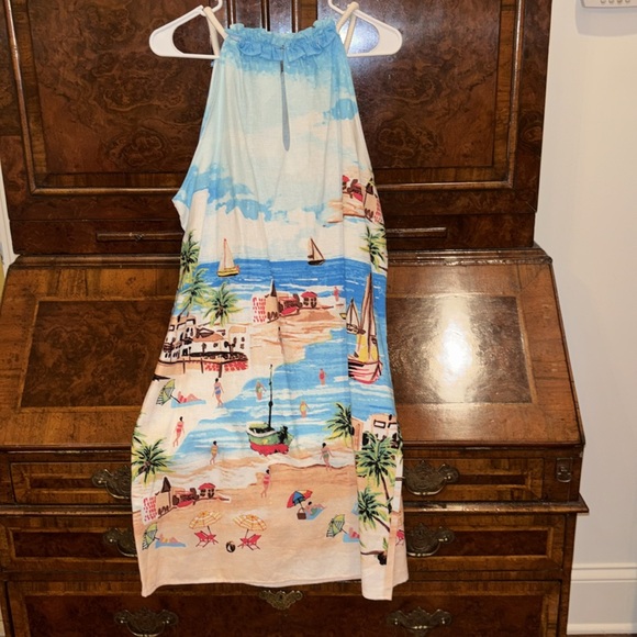 London Times Avelle Linen Blend Halter Neck Dress - Picture 5 of 7